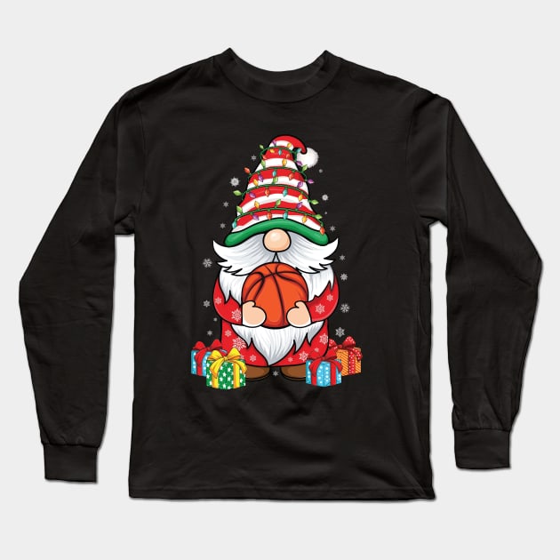 Cute gnomes Basketball lover Christmas gnome Basketball Long Sleeve T-Shirt by UNXart